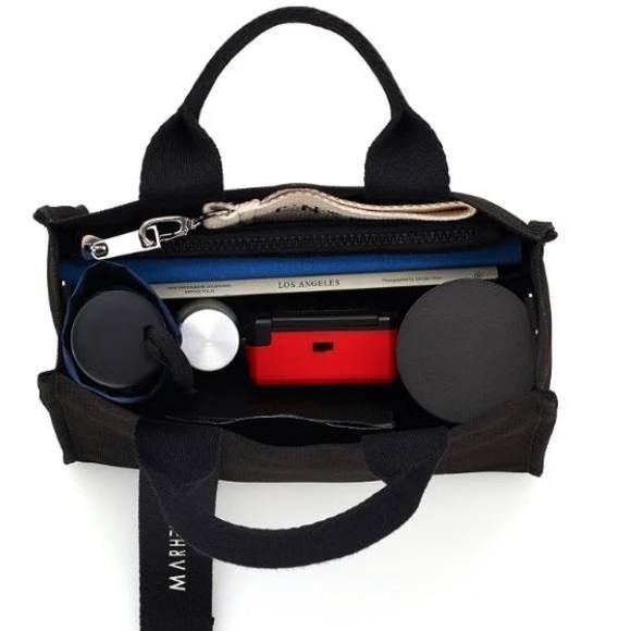 MARHEN. J Rico Mini canvas tote limited edition black with red and blue handles - Picture 5 of 5